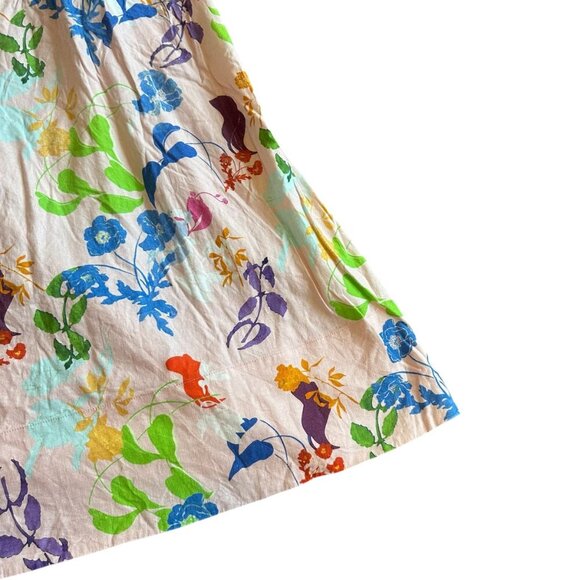 Tanya Taylor Light Pink Colorful Floral Print Dress Midi Short Sleeve Size 18 - Picture 10 of 12